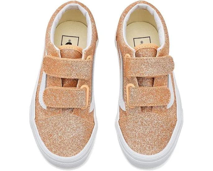 Кроссовки Vans Kids Old Skool V с блестками и застежками на липучках