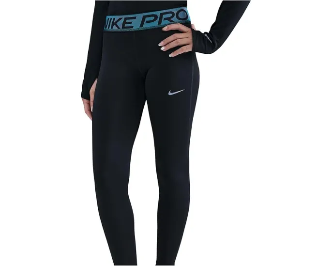 Детские леггинсы Nike Kids Pro Dri-FIT с блестящими акцентами и сетчатыми вставками