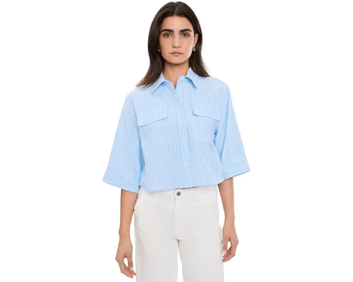 Рубашка Blank NYC Sky Dive в полоску с укороченными рукавами