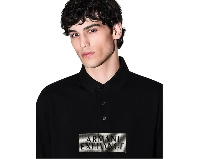 Хлопковое поло Armani Exchange с золотыми деталями