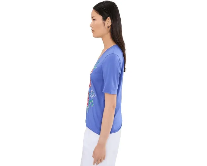 Футболка Raw Hem V Neck с принтом Celiora Johnny Was
