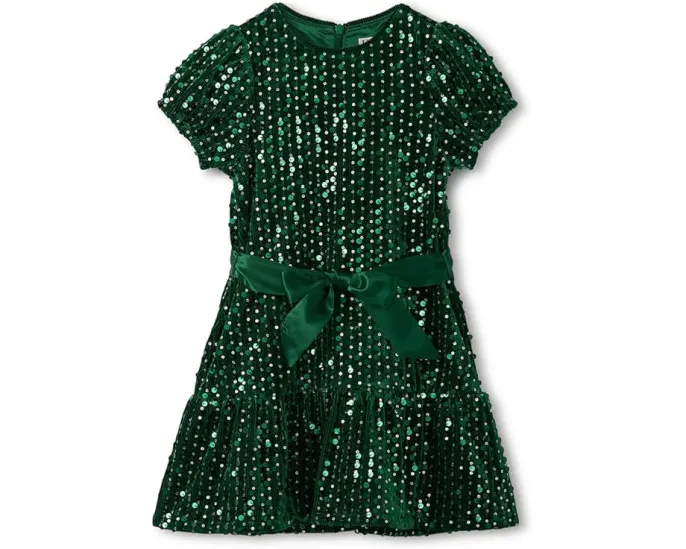 Бархатное платье Hatley Kids с пайетками и поясом