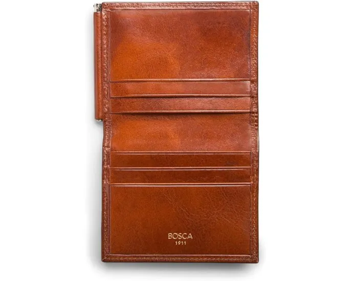 Кошелек Bosca с клипсой для денег из состаренной кожи