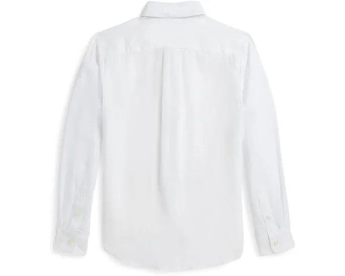 Рубашка Polo Ralph Lauren Kids Linen с манжетами и вышивкой
