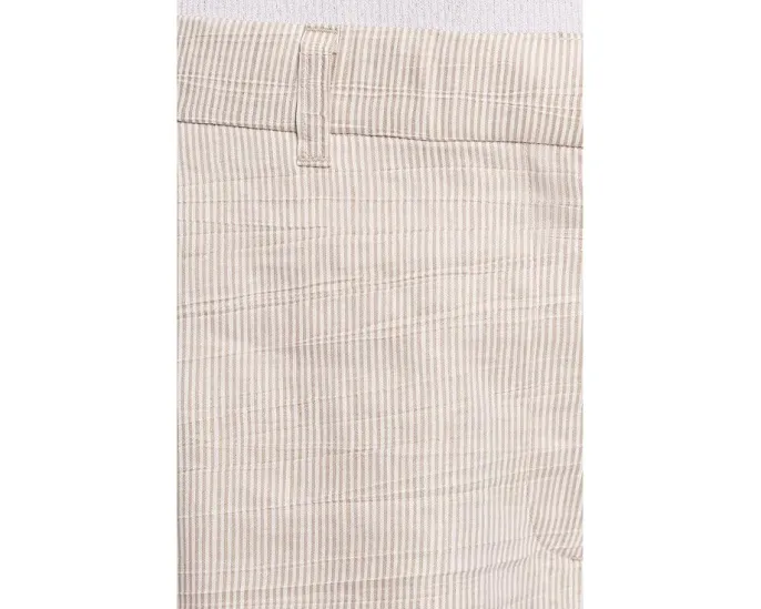 Striped Organic Linen Sheen High Waisted Full Length Trousers