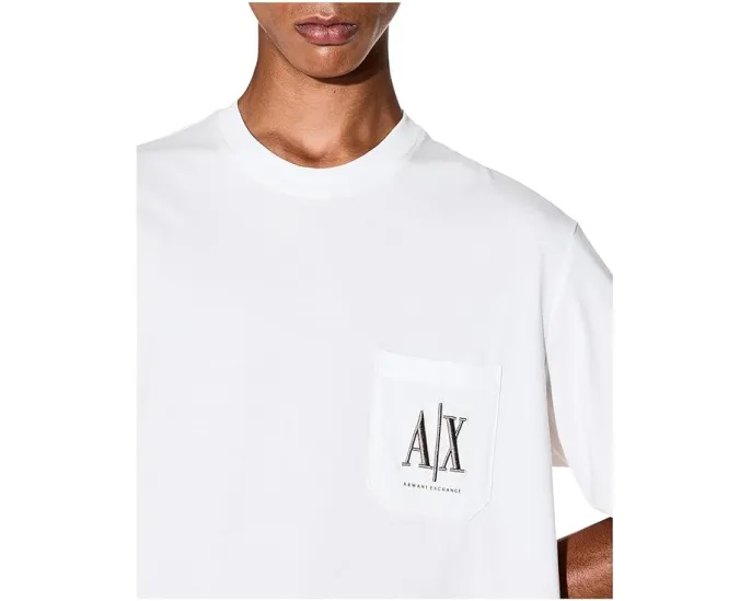 Футболка Armani Exchange с логотипом и нагрудным карманом цвет Off White
