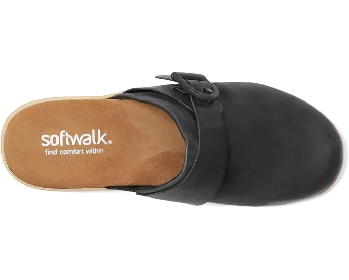 Клоги SoftWalk Ferrara с деревянной платформой и выразительной пряжкой