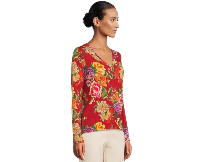 Футболка The Janie с V-образным вырезом и длинным рукавом Johnny Was