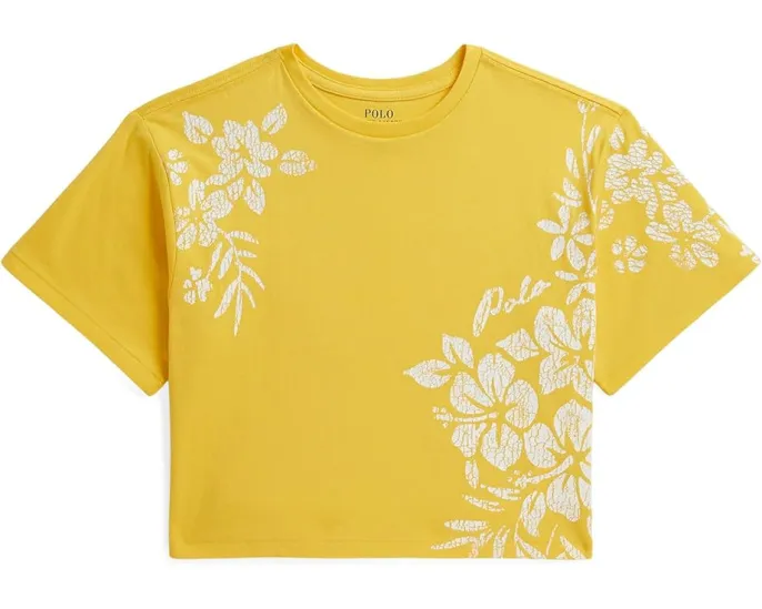 Свободная хлопковая футболка с цветочным принтом для детей от Polo Ralph Lauren