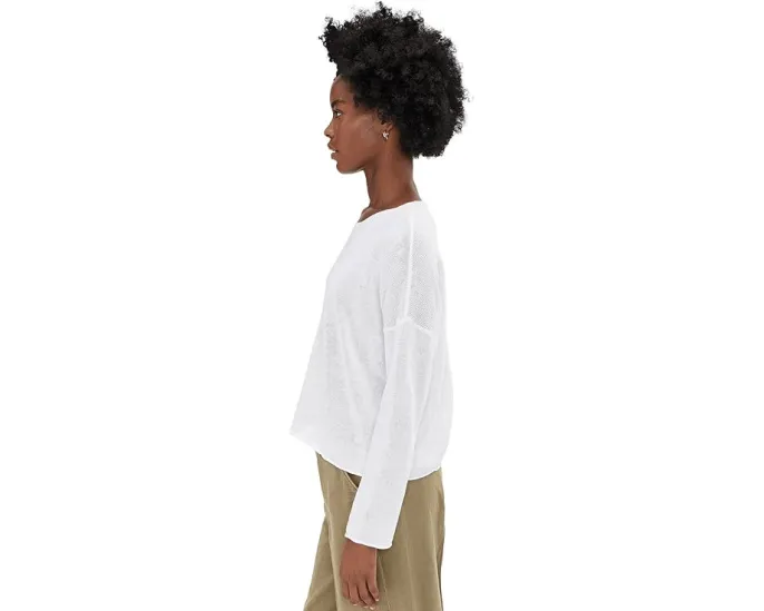 Свитер Eileen Fisher с круглой горловиной из органического льна и хлопка
