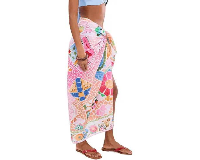 Саронг Seafolly BeachBoheme с эффектным принтом из хлопка