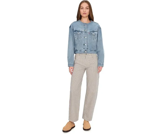 Короткая куртка-тракер Levi's Premium Collarless Shrunken 90s без воротника
