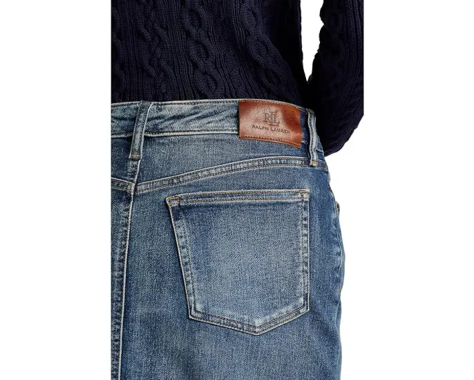 Lauren Ralph Lauren Джинсовая юбка с пятью карманами и прямым подолом