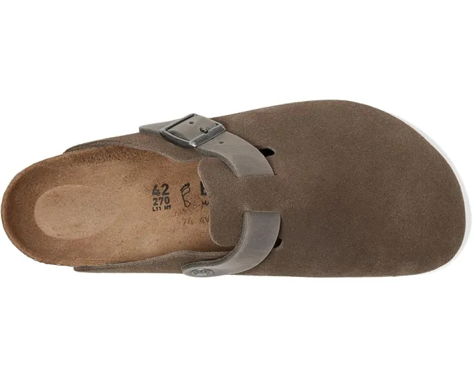 Клоги Birkenstock Boston из замши и промасленной кожи с пробковой стелькой