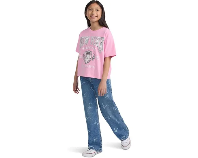 Джинсы abercrombie kids High Rise Discharge Wide Leg с принтом и широкими штанинами