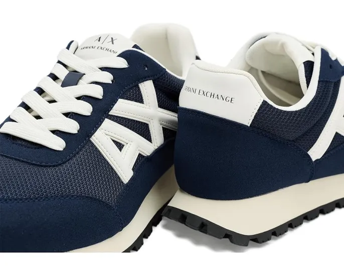 Кроссовки Armani Exchange Drop Sneakers из микрозама и сетки на легкой подошве