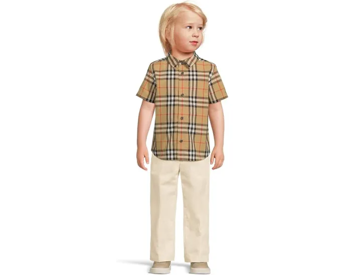 Burberry Kids Рубашка Owen с коротким рукавом и клеткой для младенцев