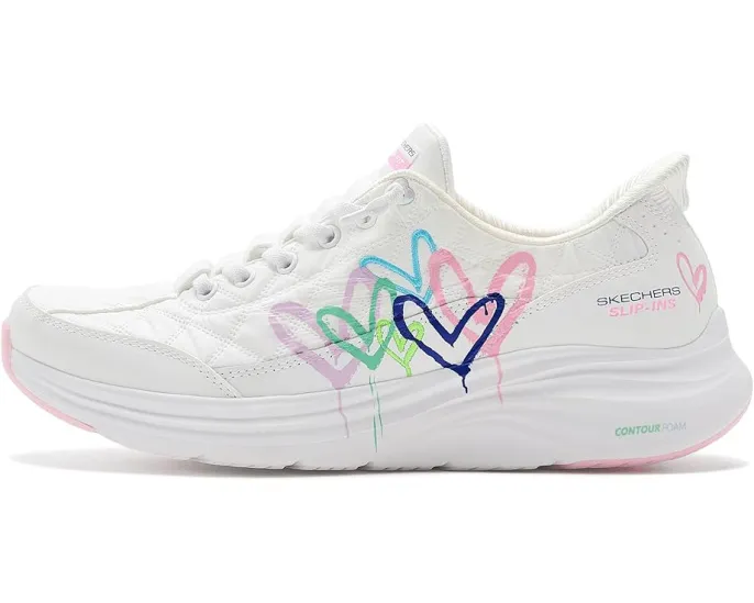 Skechers кеды Contour Foam Cozy Fit Timeless Heart Hands Free Slip-ins с сердечками