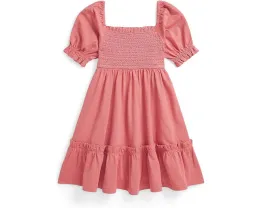 Платье из хлопкового джерси со сборками Polo Ralph Lauren Kids для малышей