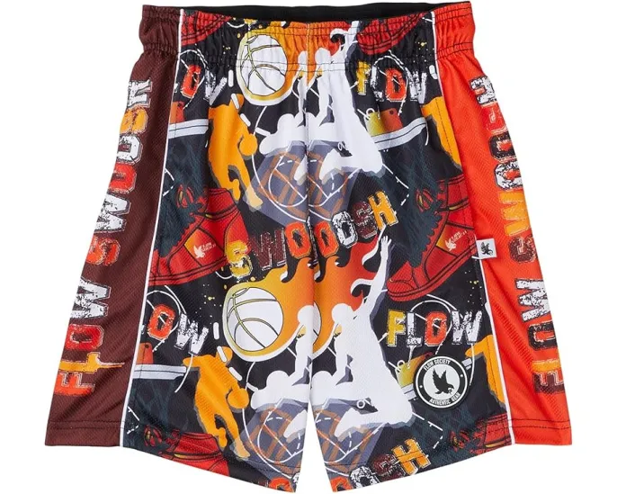 FLOW SOCIETY шорты для мальчиков Flow Swoosh черно-красные с длиной по внутреннему шву 7 дюймов (17.78 см)