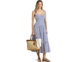 Платье Striped Cotton Broadcloth Tiered в полоску с запахом Lauren Ralph Lauren