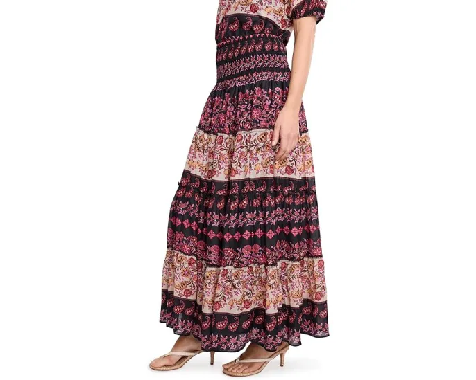 Юбка-миди CeCe Tiered Smocked Waist Midi Skirt с завышенной талией