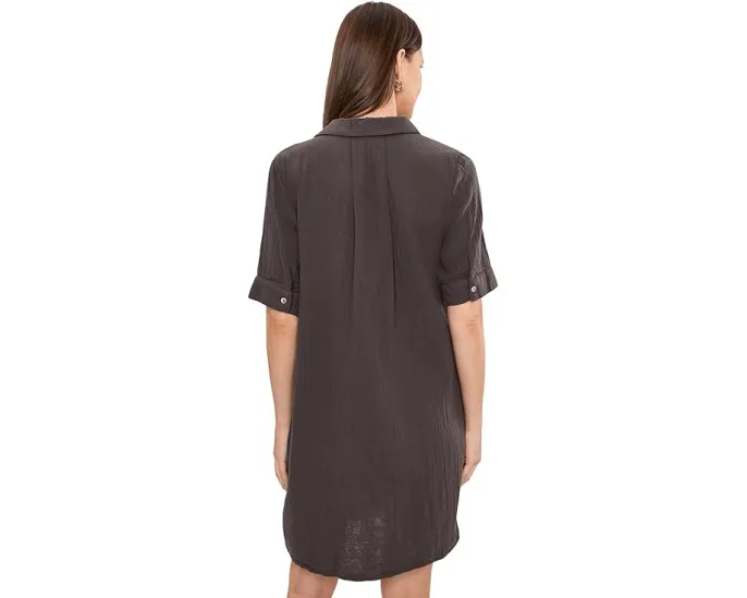 Gauze 1/2 Sleeve Swing Shirtdress