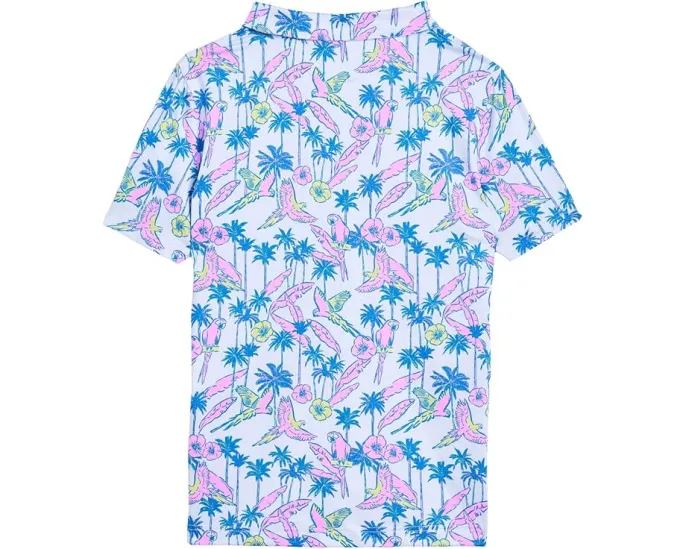 The Flock Party White Performance Polo (Big Kid)
