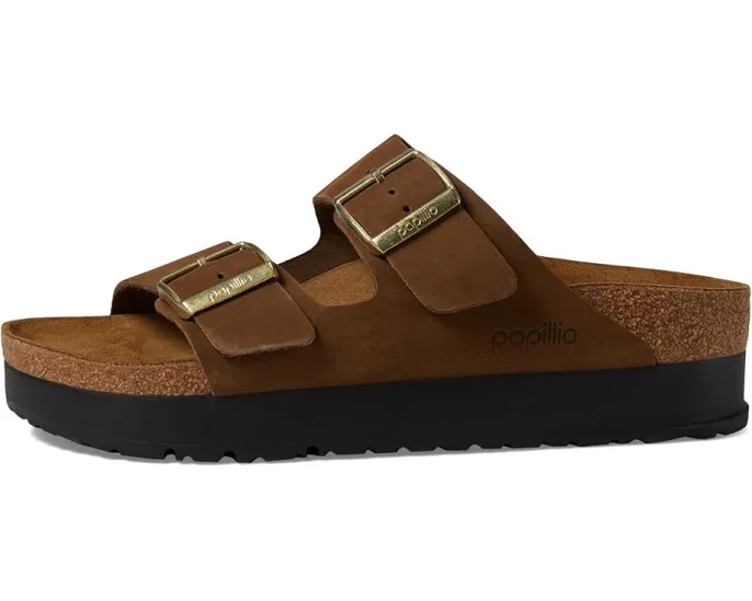 Сандалии Birkenstock Arizona Platform из нубука с пробково-латексной стелькой