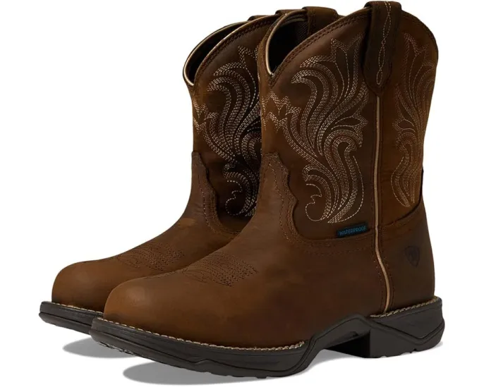 Ariat Anthem короткие водонепроницаемые вестерн-ботинки с круглым носком Glazed Brown