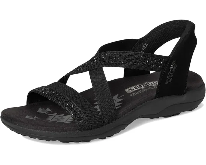 Сандалии Skechers Reggae Slim Summer Sparkle с украшениями из страз и технологией Hands Free Slip Ins