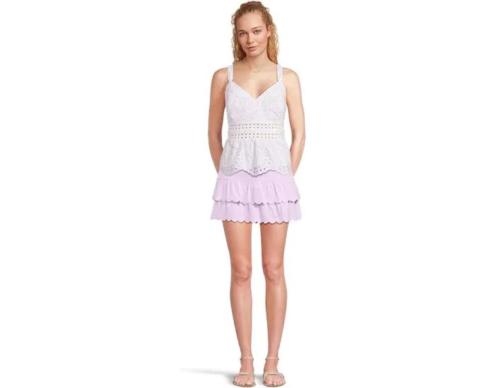 Топ Lilly Pulitzer Tiah Eyelet с V-образным вырезом и баской