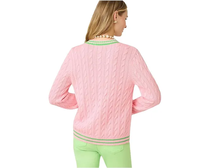 Кардиган с круглой горловиной Lilly Pulitzer Brockton в рубчик с полосками