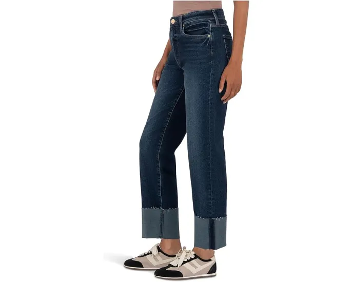 Джинсы KUT from the Kloth Fay с высокой посадкой и прямыми штанинами с подвернутым краем