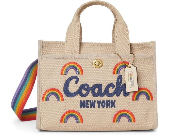 Сумка-тоут COACH Cargo Tote Bag 26 с вышивкой радуги и съемным ремнем