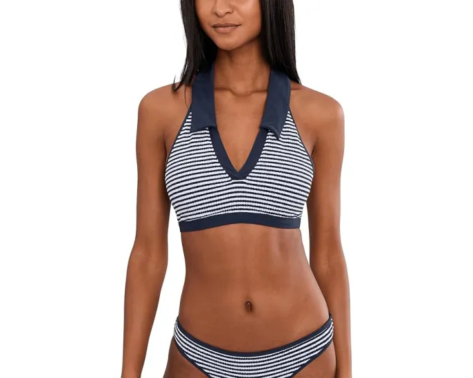 Топ купальный Seafolly Club House на запах с воротником