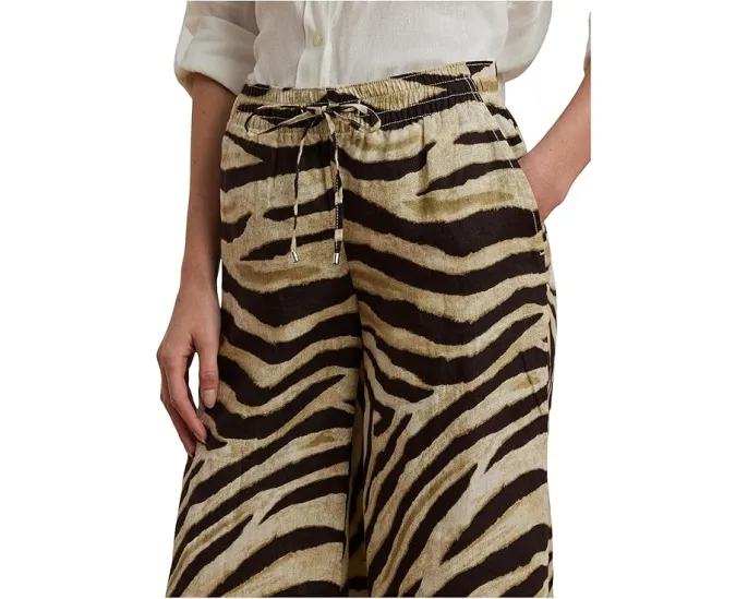 Широкие брюки Lauren Ralph Lauren с зебровым принтом из льна