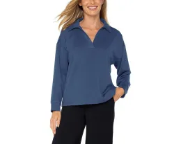 Свитер Liverpool Los Angeles с V-образным вырезом и воротником из плюшевой ткани