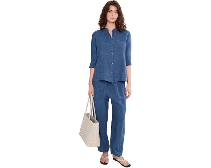 Брюки Eileen Fisher из выстиранного органического льна с плиссировкой и фонарным силуэтом