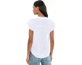 Gauze Flutter Cap Sleeve Ruffle Neck Henley Shirt