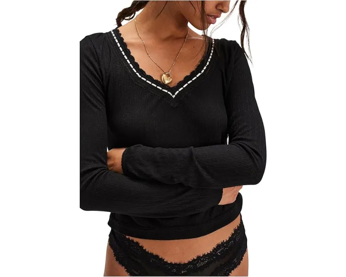 Кофта Free People Only You с длинными рукавами и V-образным вырезом