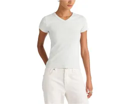 Облегающий топ Madewell High V Ribbed Baby Tee с высоким V-образным вырезом