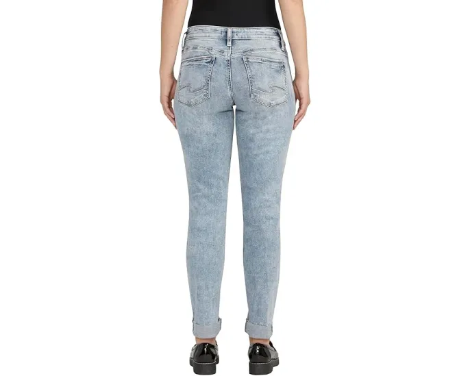 Джинсы Silver Jeans Co. Boyfriend Mid Rise Slim Leg с эффектом индиго