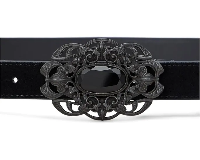 Узкий кожаный ремень Lauren Ralph Lauren с каменной пряжкой