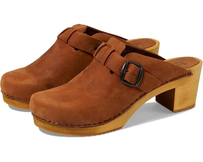 Классические сабо Sanita Malulo с высоким каблуком и регулируемой пряжкой