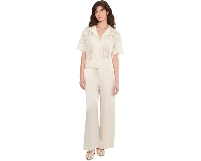 Рубашка Vince Camuto с короткими рукавами и отложным воротником с вышивкой