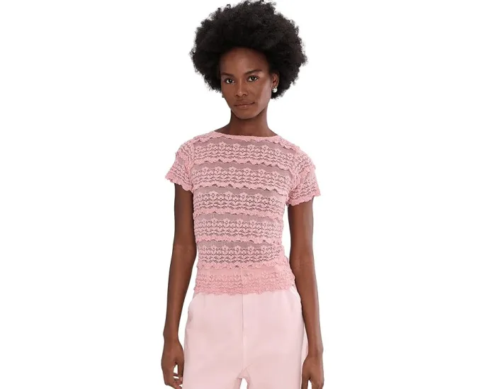 Футболка Free People Angelina Lace с кружевом и сеткой