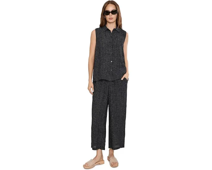 Рубашка с классическим воротником из органического льна Grid от Eileen Fisher