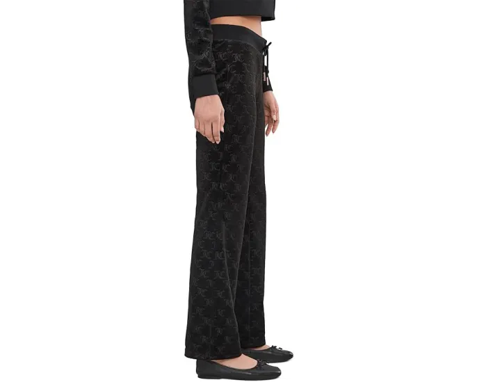 Juicy Couture Брюки из велюра с тисненым логотипом и высокой посадкой