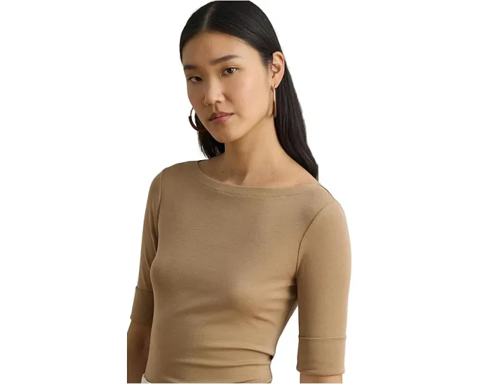 Футболка Lauren Ralph Lauren Petite с лодочкой из стрейч-хлопка